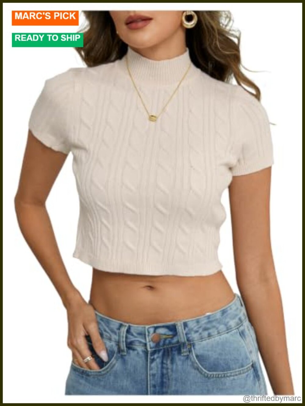 Knitted Short Sleeve Crop Pullover Sweater Slim Fit Lightweight